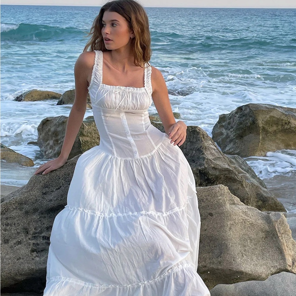 Frankie's Bikinis Christabelle White Maxi Dress